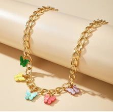 Elegant Multi Color Butterfly Chain Material Alloy /Beautiful Chain Necklace with Butterfly charms